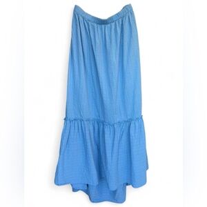 Anthropologie Cloth & Stone Blue Cotton Gauze Tiered Maxi Skirt Boho Ruffle Sz S